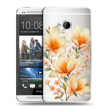 Пластиковый чехол на HTC One (M7) Dual SIM с принтом Цветы