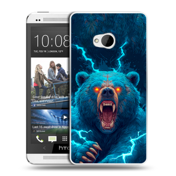 Пластиковый чехол на HTC One (M7) Dual SIM с принтом Медведь