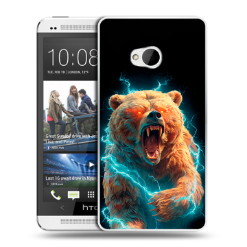 Пластиковый чехол на HTC One (M7) Dual SIM с принтом Медведь