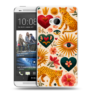 Пластиковый чехол на HTC One (M7) Dual SIM с принтом Модный принт