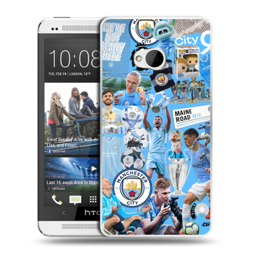Пластиковый чехол на HTC One (M7) Dual SIM с принтом Man City Манчестер Сити