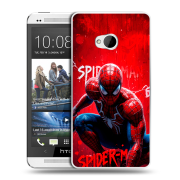 Пластиковый чехол на HTC One (M7) Dual SIM с принтом Spiderman Человек паук Пластиковый чехол на HTC One (M7) Dual SIM с принтом Spiderman Человек паук