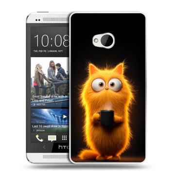 Пластиковый чехол на HTC One (M7) Dual SIM с принтом Смешной кот Пластиковый чехол на HTC One (M7) Dual SIM с принтом Смешной кот