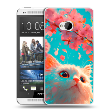Пластиковый чехол на HTC One (M7) Dual SIM с принтом Красивый кот