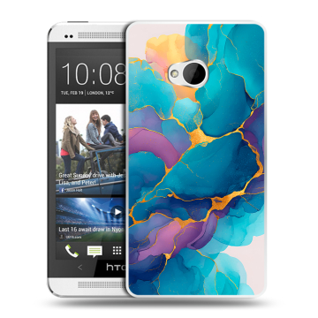 Пластиковый чехол на HTC One (M7) Dual SIM с принтом Мрамор блестки