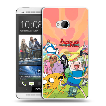 Пластиковый чехол на HTC One (M7) Dual SIM с принтом Adventure time Время приключений