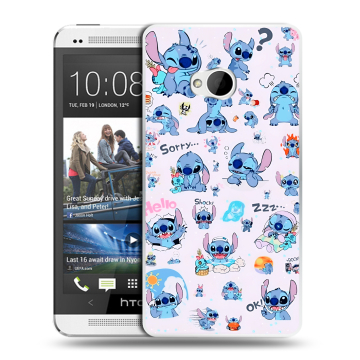 Пластиковый чехол на HTC One (M7) Dual SIM с принтом Лило и Стич