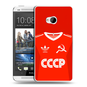 Пластиковый чехол на HTC One (M7) Dual SIM с принтом Флаг Герб СССР