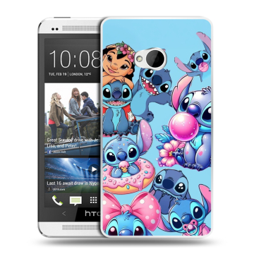 Пластиковый чехол на HTC One (M7) Dual SIM с принтом Лило и Стич