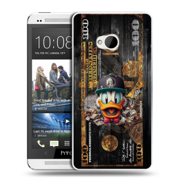 Пластиковый чехол на HTC One (M7) Dual SIM с принтом Дональд Дак Доллар Пластиковый чехол на HTC One (M7) Dual SIM с принтом Дональд Дак Доллар