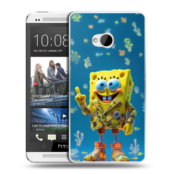 Пластиковый чехол на HTC One (M7) Dual SIM с принтом Спанч боб Спанчбоб Пластиковый чехол на HTC One (M7) Dual SIM с принтом Спанч боб Спанчбоб