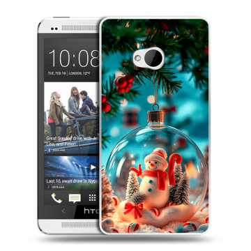 Пластиковый чехол на HTC One (M7) Dual SIM с принтом Новый год
