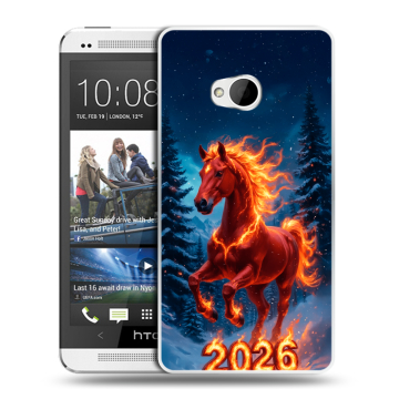 Пластиковый чехол на HTC One (M7) Dual SIM с принтом Новый год коня