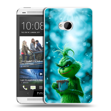Пластиковый чехол на HTC One (M7) Dual SIM с принтом Новый год гринч