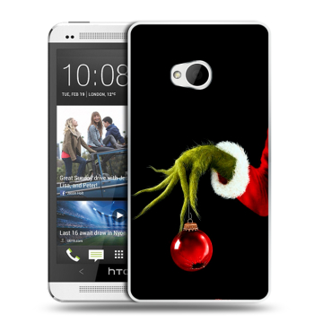 Пластиковый чехол на HTC One (M7) Dual SIM с принтом Новый год Гринч
