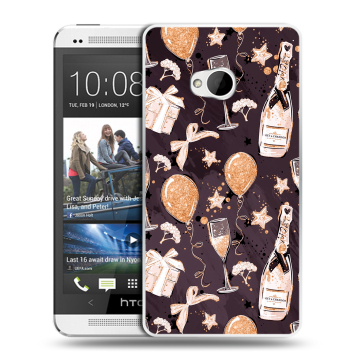 Пластиковый чехол на HTC One (M7) Dual SIM с принтом Новый год