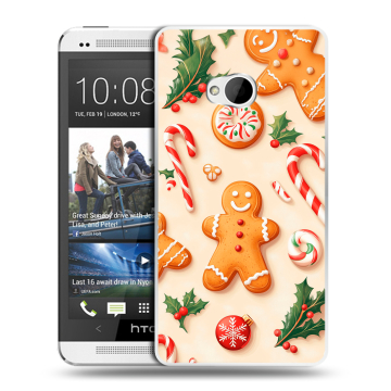 Пластиковый чехол на HTC One (M7) Dual SIM с принтом Новый год