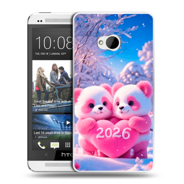 Пластиковый чехол на HTC One (M7) Dual SIM с принтом Новый год