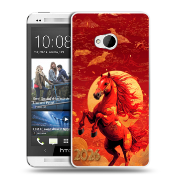 Пластиковый чехол на HTC One (M7) Dual SIM с принтом Новый год