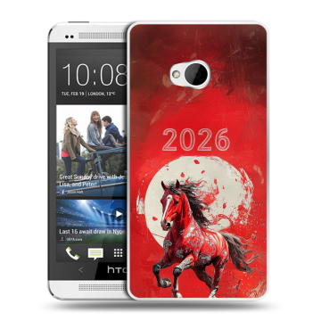 Пластиковый чехол на HTC One (M7) Dual SIM с принтом Новый год