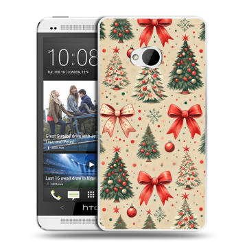 Пластиковый чехол на HTC One (M7) Dual SIM с принтом Новый год