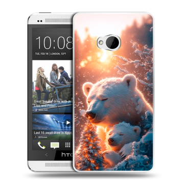 Пластиковый чехол на HTC One (M7) Dual SIM с принтом Новый год