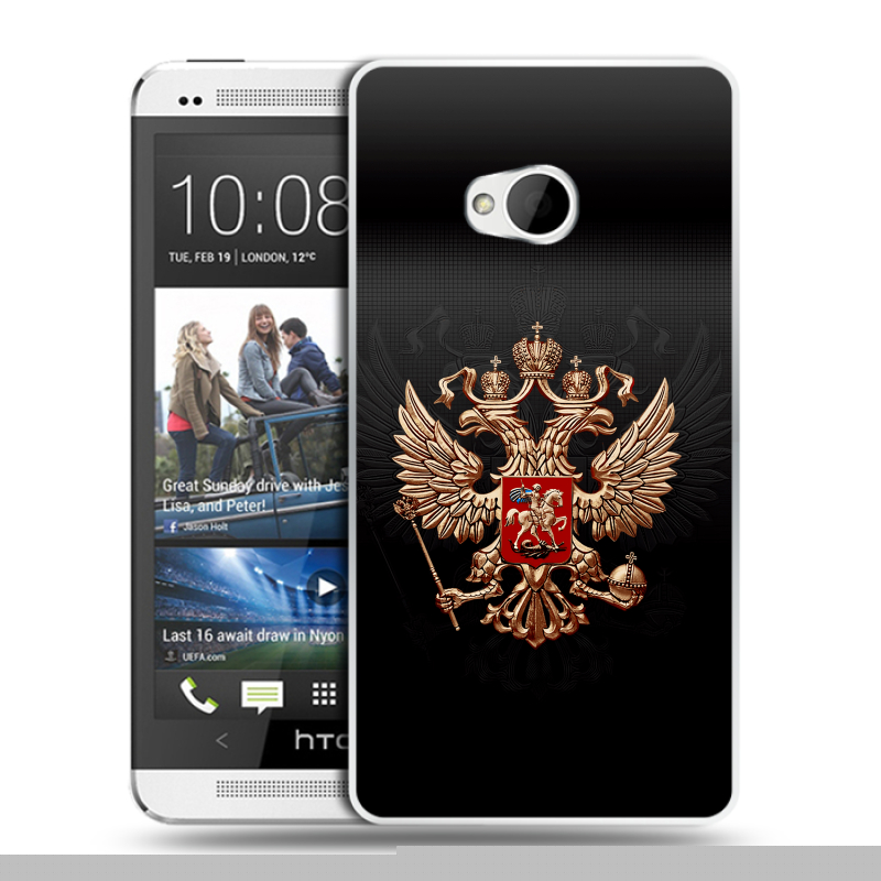 Пластиковый чехол на HTC One (M7) Dual SIM с принтом Герб России Пластиковый чехол на HTC One (M7) Dual SIM с принтом Герб России