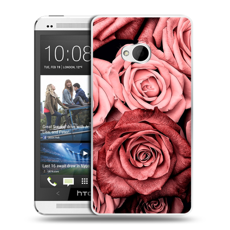 Пластиковый чехол на HTC One (M7) Dual SIM с принтом Цветы розы Пластиковый чехол на HTC One (M7) Dual SIM с принтом Цветы розы