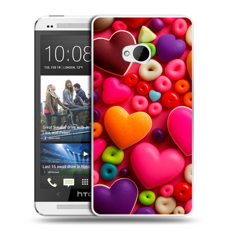 Пластиковый чехол на HTC One (M7) Dual SIM с принтом Сердечки Пластиковый чехол на HTC One (M7) Dual SIM с принтом Сердечки