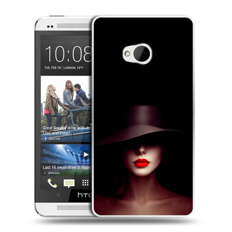 Пластиковый чехол на HTC One (M7) Dual SIM с принтом Девушка в шляпе Пластиковый чехол на HTC One (M7) Dual SIM с принтом Девушка в шляпе
