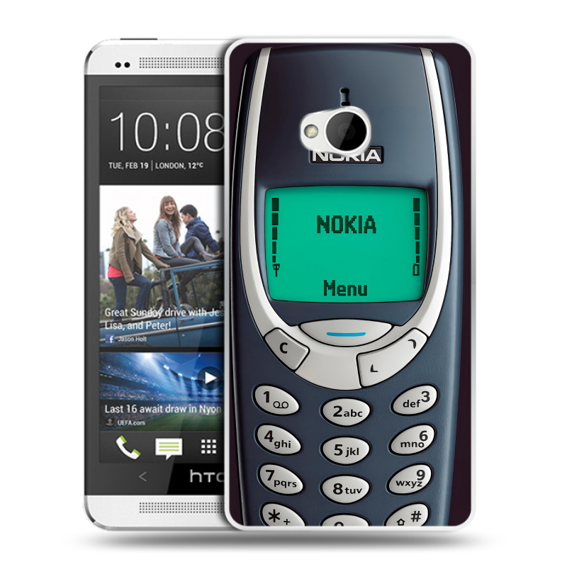 Пластиковый чехол на HTC One (M7) Dual SIM с принтом Старый телефон Пластиковый чехол на HTC One (M7) Dual SIM с принтом Старый телефон