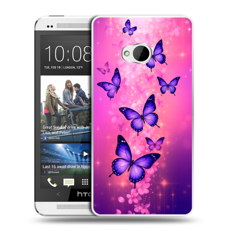Пластиковый чехол на HTC One (M7) Dual SIM с принтом Бабочки Пластиковый чехол на HTC One (M7) Dual SIM с принтом Бабочки