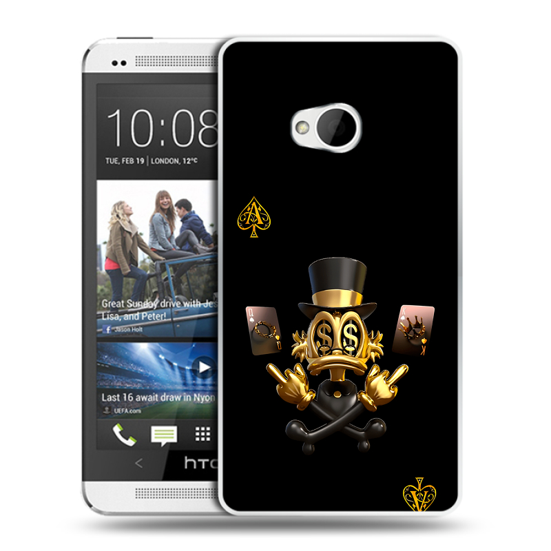 Пластиковый чехол на HTC One (M7) Dual SIM с принтом Золотой скрудж макдак Пластиковый чехол на HTC One (M7) Dual SIM с принтом Золотой скрудж макдак