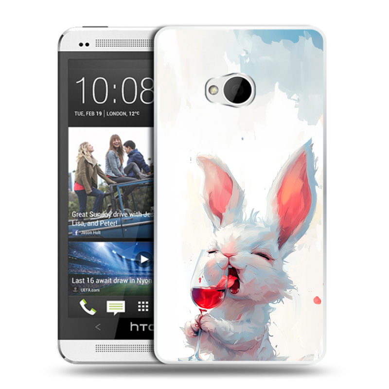 Пластиковый чехол на HTC One (M7) Dual SIM с принтом кролик зайчик Пластиковый чехол на HTC One (M7) Dual SIM с принтом кролик зайчик