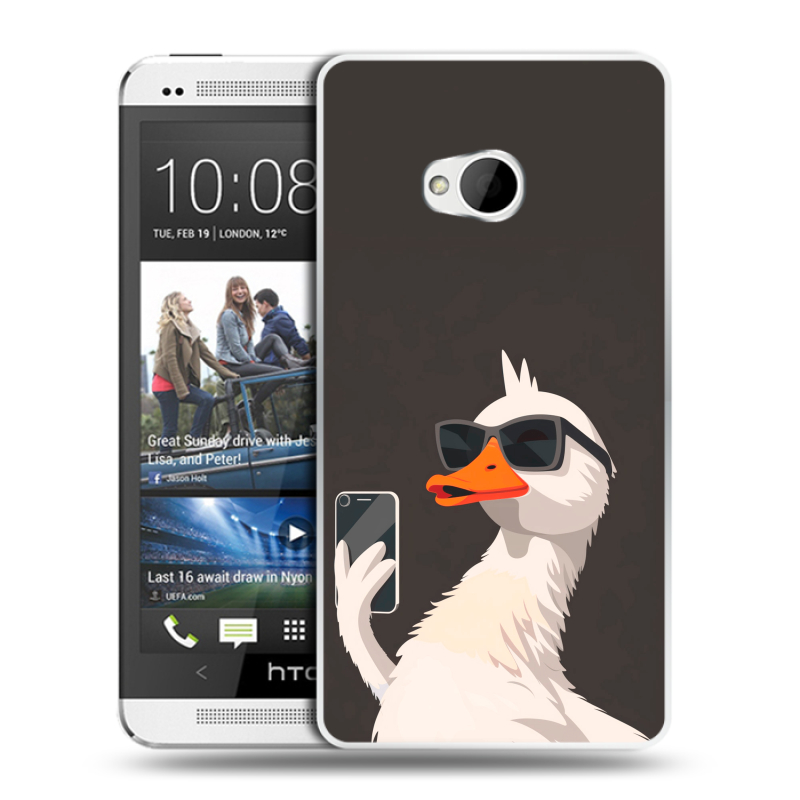 Пластиковый чехол на HTC One (M7) Dual SIM с принтом утка в очках Пластиковый чехол на HTC One (M7) Dual SIM с принтом утка в очках