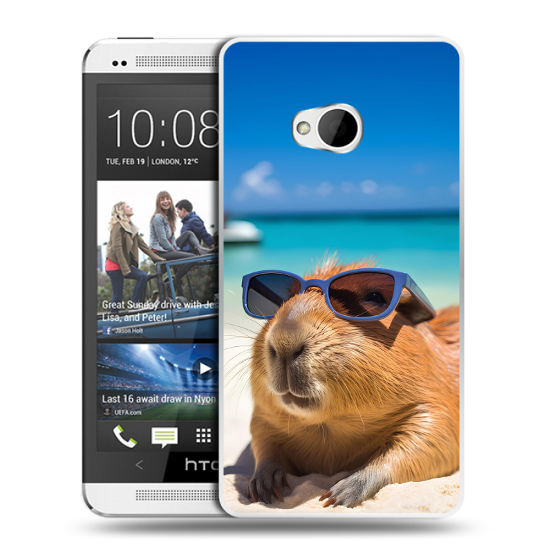 Пластиковый чехол на HTC One (M7) Dual SIM с принтом Капибара Пластиковый чехол на HTC One (M7) Dual SIM с принтом Капибара