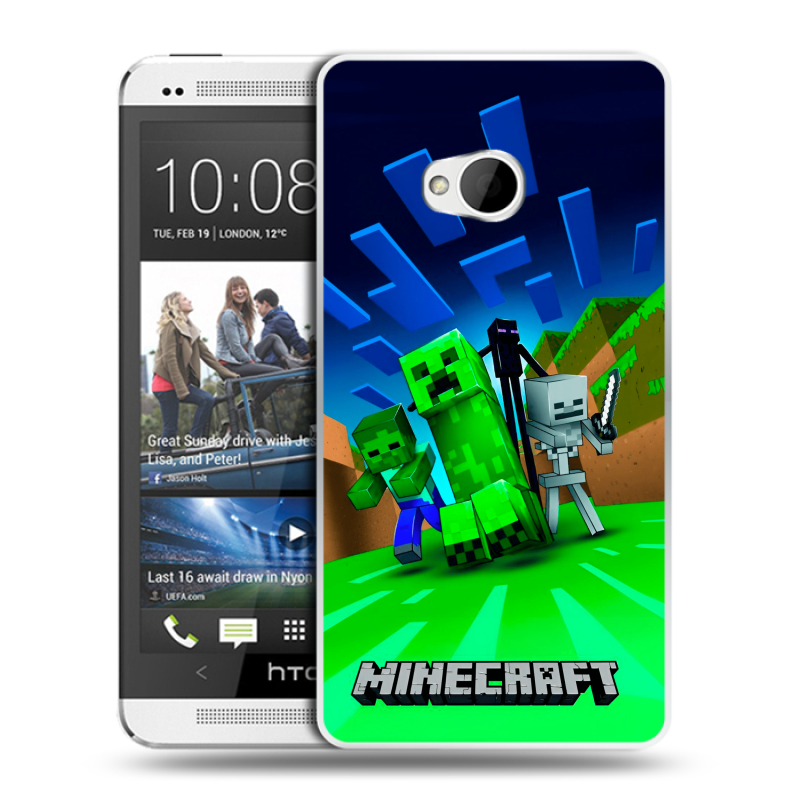 Пластиковый чехол на HTC One (M7) Dual SIM с принтом Майнкрафт Пластиковый чехол на HTC One (M7) Dual SIM с принтом Майнкрафт