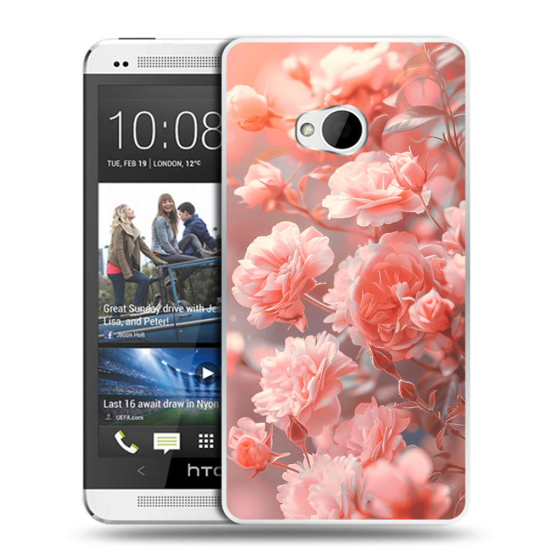 Пластиковый чехол на HTC One (M7) Dual SIM с принтом Розы цветы Пластиковый чехол на HTC One (M7) Dual SIM с принтом Розы цветы