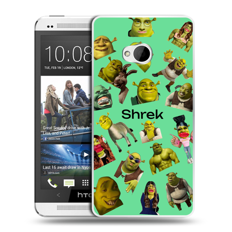 Пластиковый чехол на HTC One (M7) Dual SIM с принтом Шрек Shrek Пластиковый чехол на HTC One (M7) Dual SIM с принтом Шрек Shrek