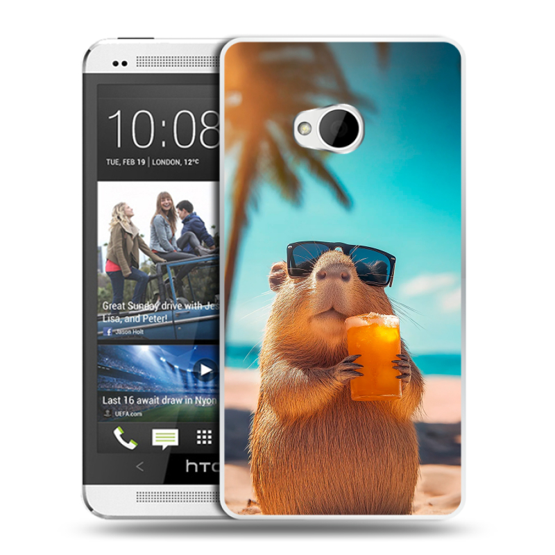 Пластиковый чехол на HTC One (M7) Dual SIM с принтом Капибара Пластиковый чехол на HTC One (M7) Dual SIM с принтом Капибара