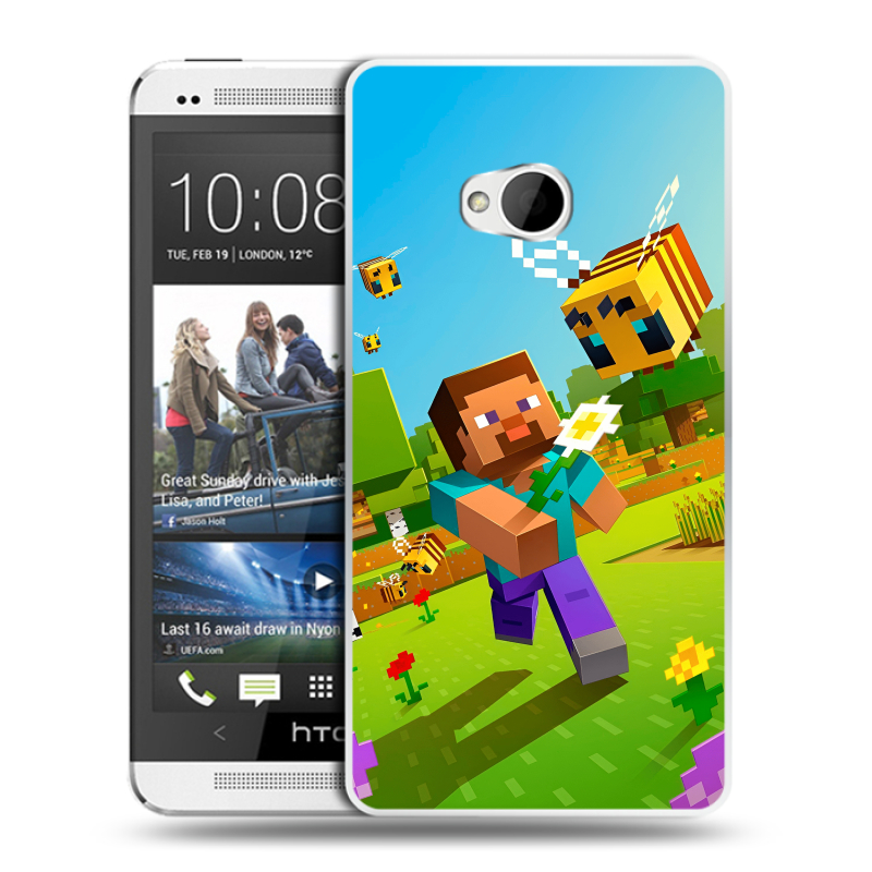 Пластиковый чехол на HTC One (M7) Dual SIM с принтом Майнкрафт Minecraft Пластиковый чехол на HTC One (M7) Dual SIM с принтом Майнкрафт Minecraft