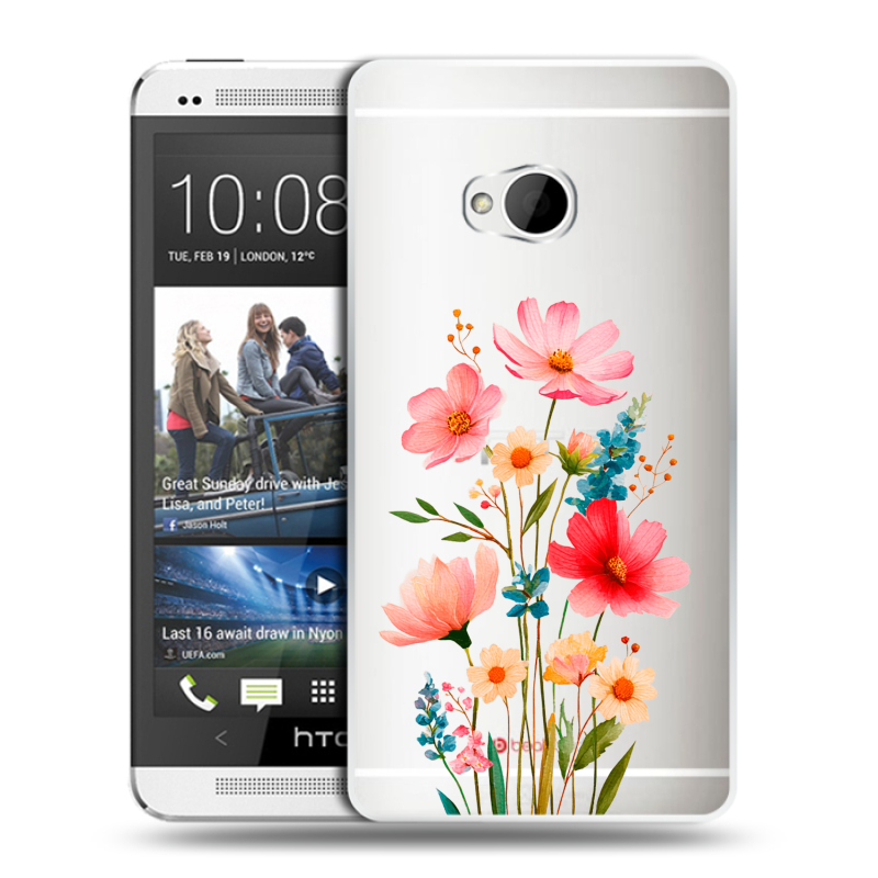 Пластиковый чехол на HTC One (M7) Dual SIM с принтом Цветы Пластиковый чехол на HTC One (M7) Dual SIM с принтом Цветы