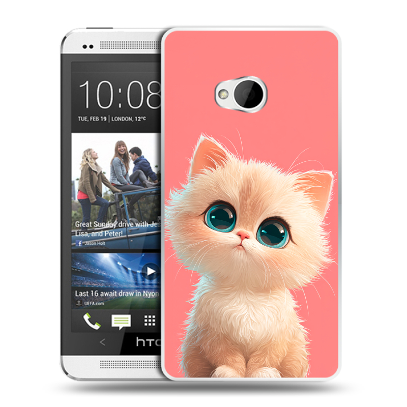 Пластиковый чехол на HTC One (M7) Dual SIM с принтом Розовый котенок Пластиковый чехол на HTC One (M7) Dual SIM с принтом Розовый котенок