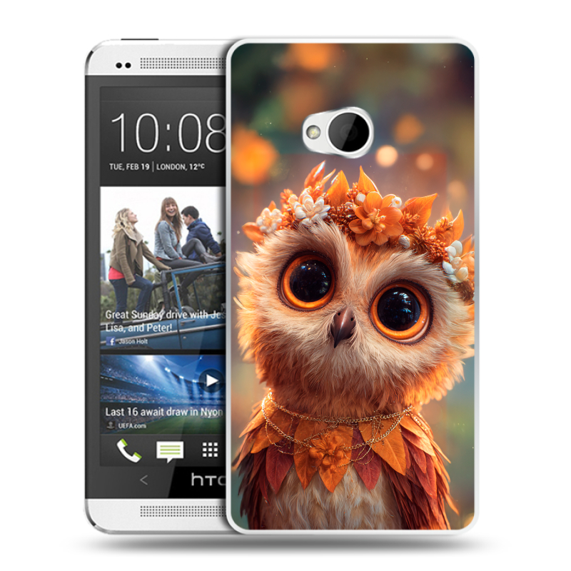 Пластиковый чехол на HTC One (M7) Dual SIM с принтом Милая сова Пластиковый чехол на HTC One (M7) Dual SIM с принтом Милая сова