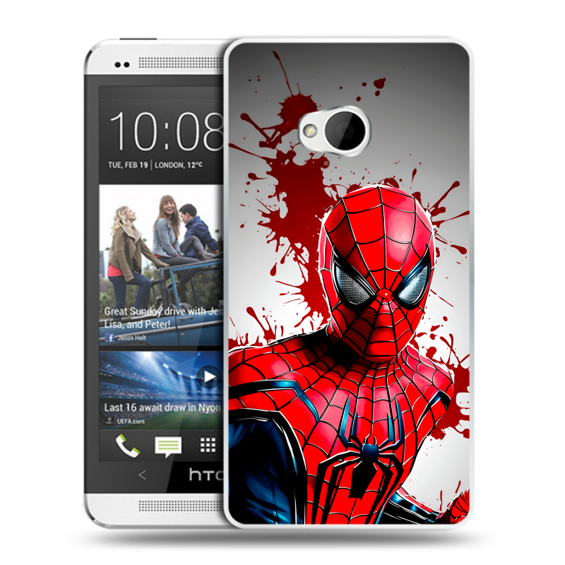 Пластиковый чехол на HTC One (M7) Dual SIM с принтом Spiderman Человек паук Пластиковый чехол на HTC One (M7) Dual SIM с принтом Spiderman Человек паук