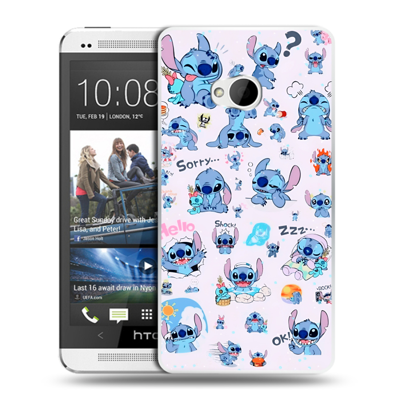 Пластиковый чехол на HTC One (M7) Dual SIM с принтом Лило и Стич Пластиковый чехол на HTC One (M7) Dual SIM с принтом Лило и Стич