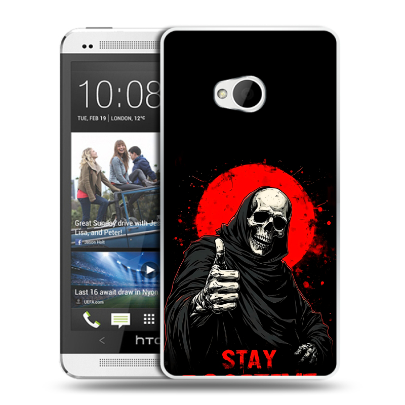 Пластиковый чехол на HTC One (M7) Dual SIM с принтом смешной скелет Пластиковый чехол на HTC One (M7) Dual SIM с принтом смешной скелет