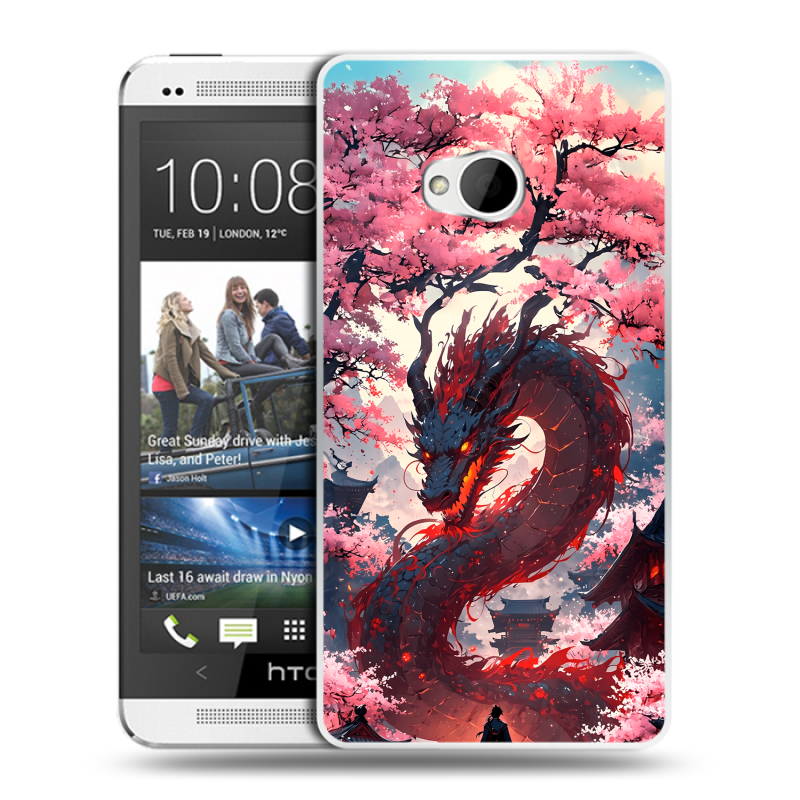 Пластиковый чехол на HTC One (M7) Dual SIM с принтом Дракон Японский Пластиковый чехол на HTC One (M7) Dual SIM с принтом Дракон Японский