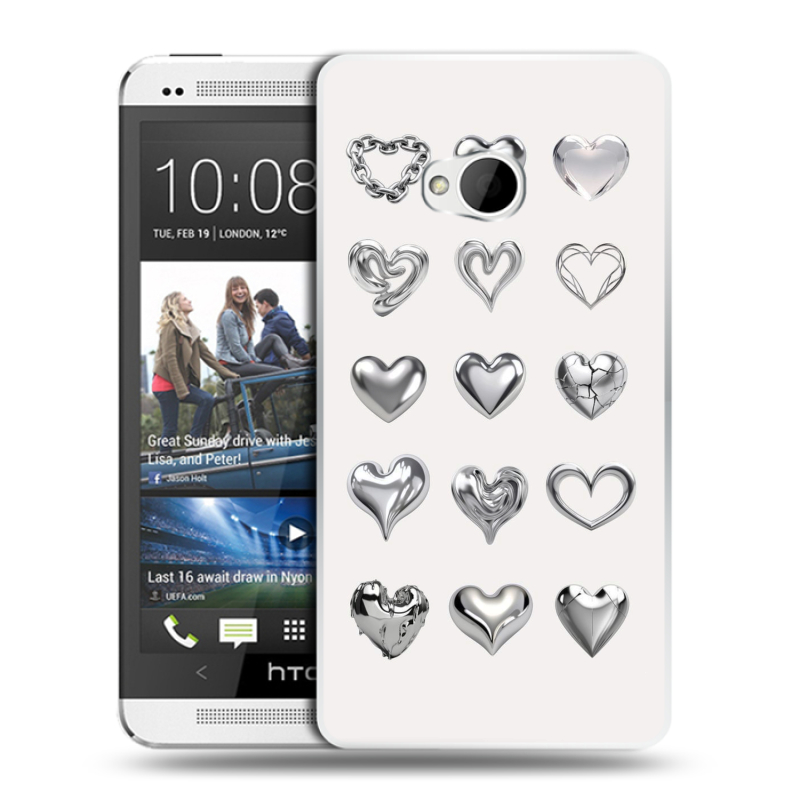 Пластиковый чехол на HTC One (M7) Dual SIM с принтом Y2K сердечки Пластиковый чехол на HTC One (M7) Dual SIM с принтом Y2K сердечки
