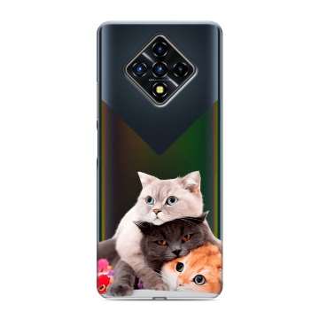 Силиконовый противоударный чехол на Infinix Zero 8 с принтом Кошки